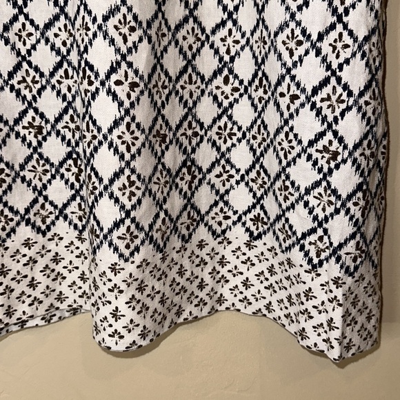 LOFT linen blend pull on skirt cream dark blue print pockets Sz M | NWOT - Picture 6 of 9